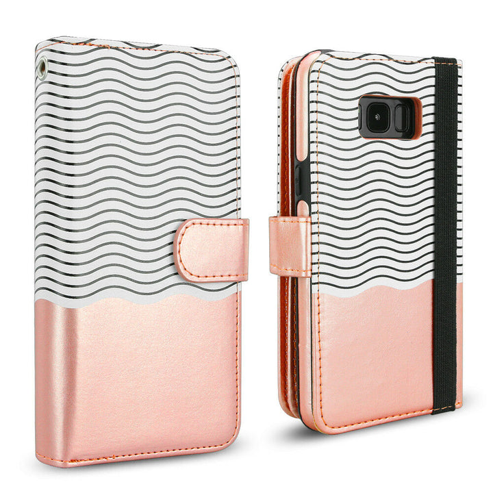 Rose Gold Leather Wallet Case for Samsung Galaxy S20 Ultra S10 S9 Plus - Eastlakes Electronics