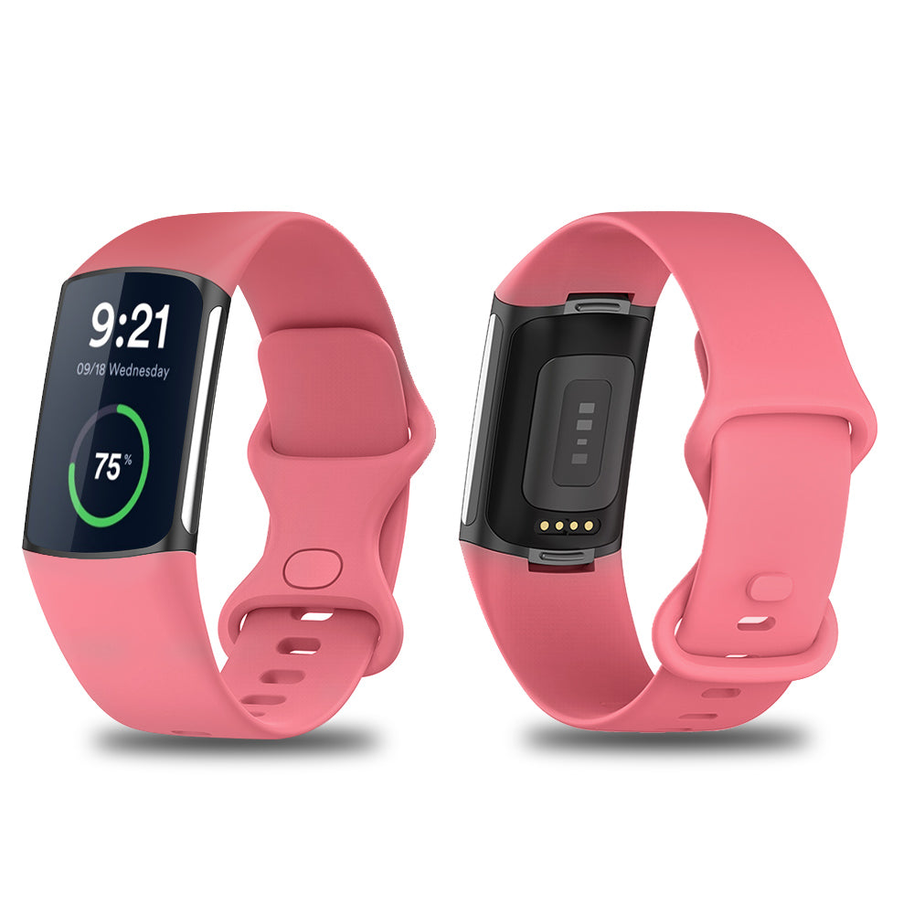 Fitbit Charge 5 & 6 Silicone Sports Watch Band Strap Red - Eastlakes Electronics