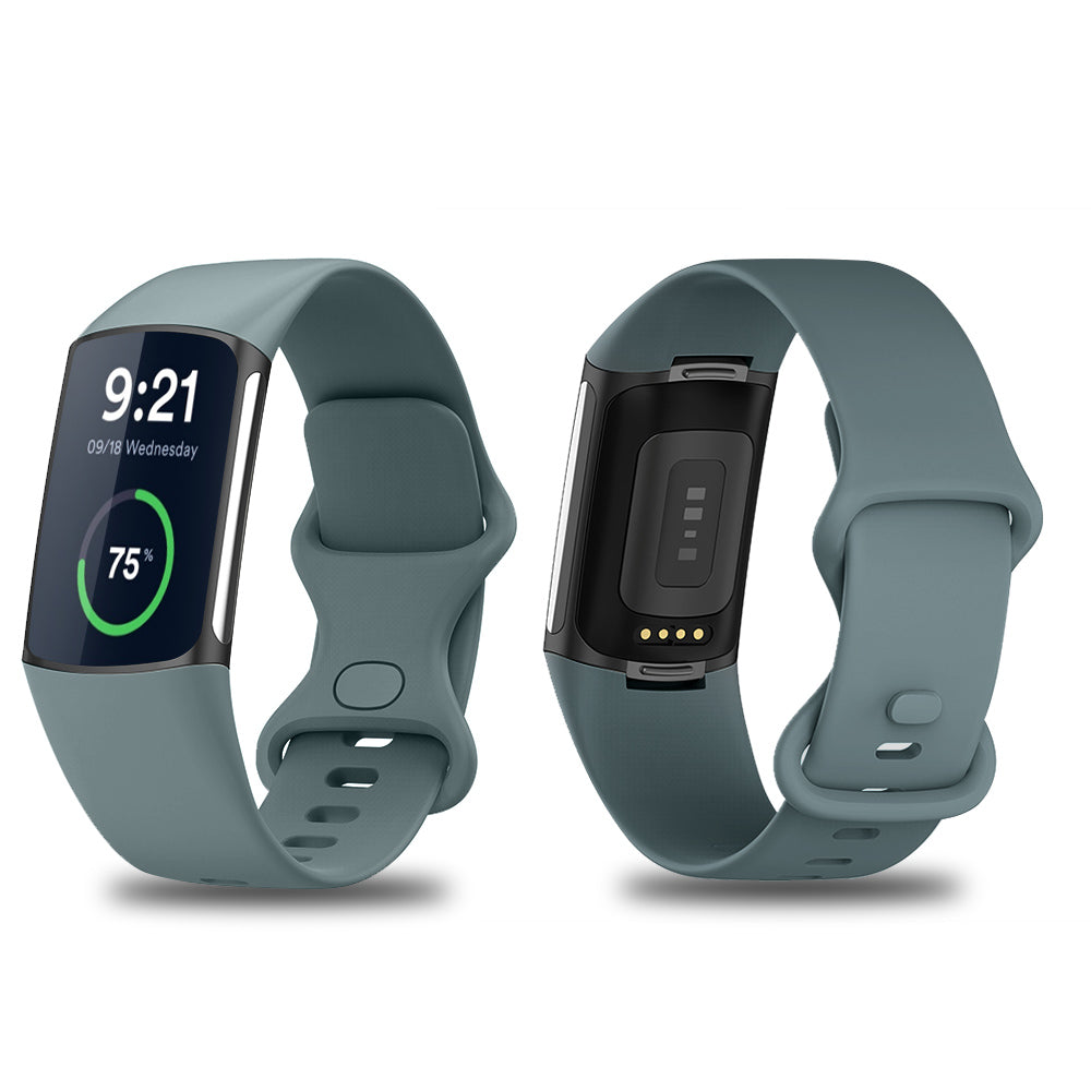 Fitbit Charge 5 & 6 Silicone Sports Watch Band Strap Grey - Eastlakes Electronics