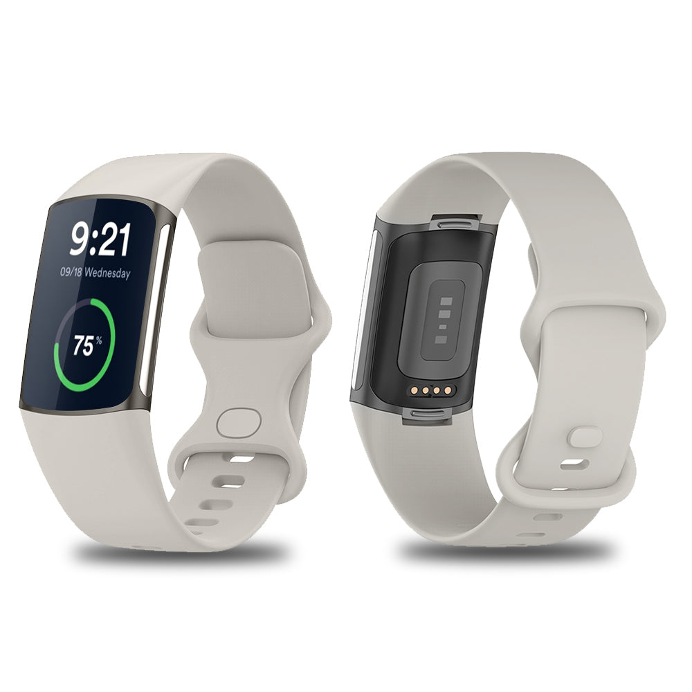 Fitbit Charge 5 & 6 Silicone Sports Watch Band Strap White - Eastlakes Electronics