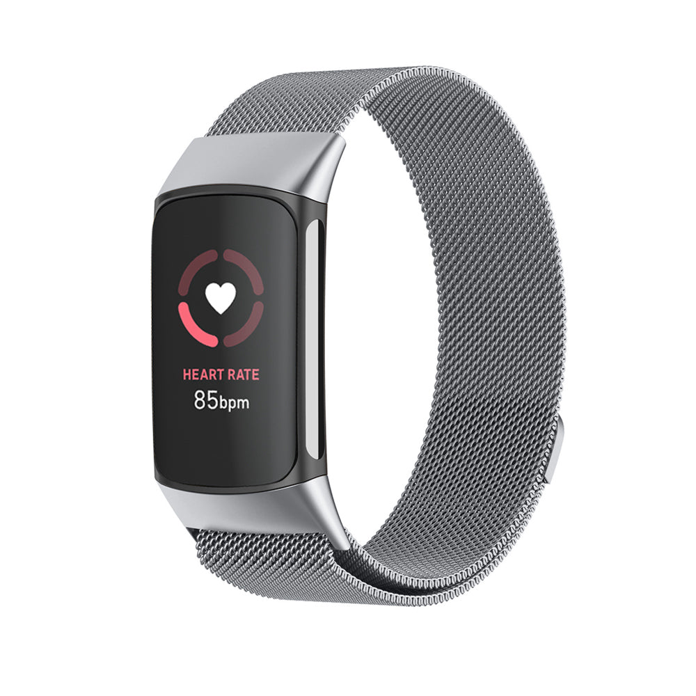 Fitbit Charge 5 and 6 Milanese Stainless Steel Magnetic Loop Band Watch Strap Silver - Eastlakes Electronics