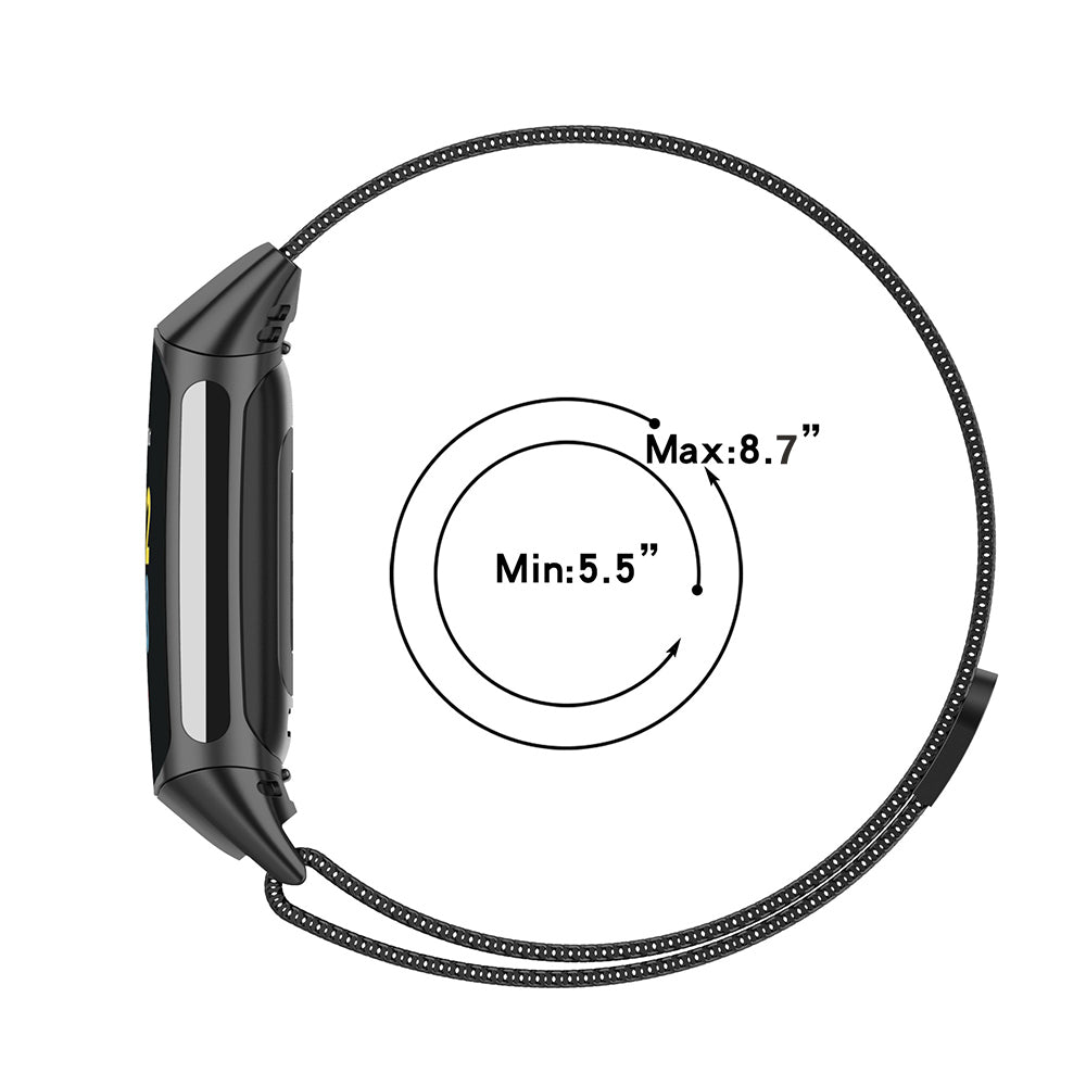 Fitbit Charge 5 and 6 Milanese Stainless Steel Magnetic Loop Band Watch Strap - Eastlakes Electronics