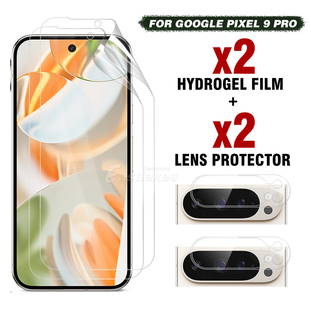 [4-in-1] Google Pixel Hydrogel Screen Protector + Lens Tempered Glass Kit