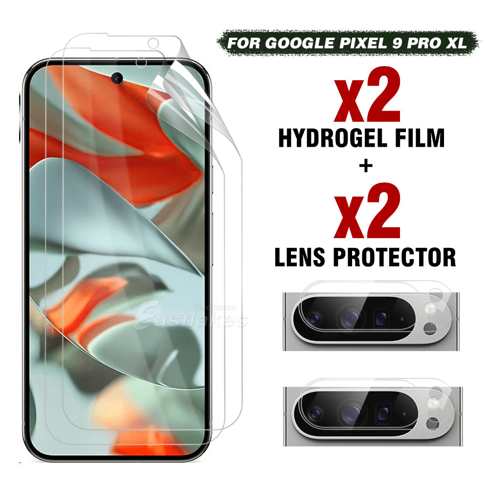[4-in-1] Google Pixel Hydrogel Screen Protector + Lens Tempered Glass Kit