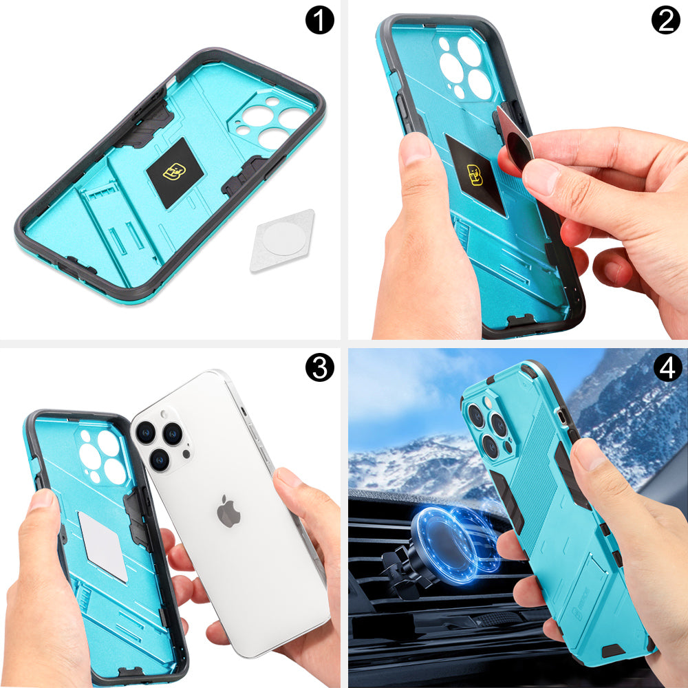 iPhone 13 Series Shockproof Rugged Armor Case Magnetic Stand Holder - Eastlakes Electronics