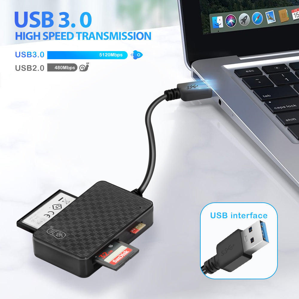 4-in-1 USB 3.0 Multi Memory Card Reader