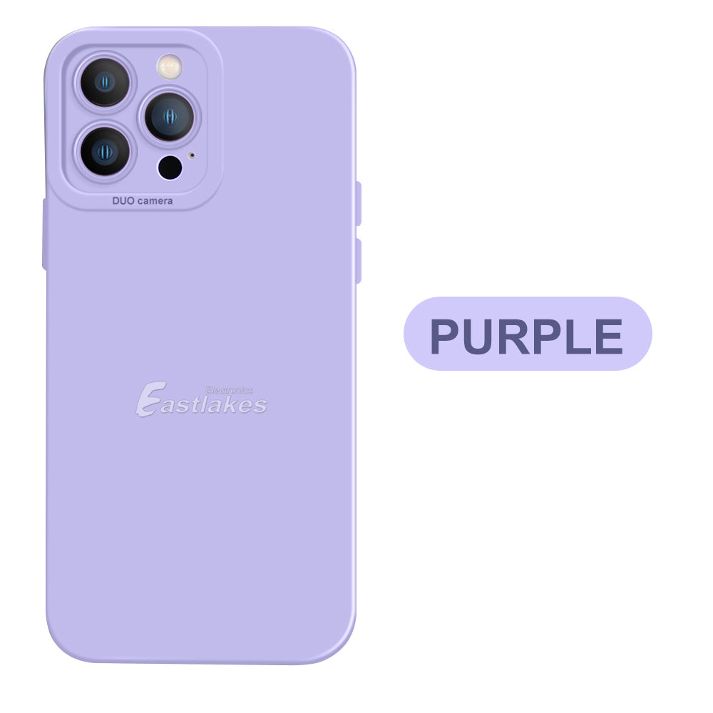 Shockproof Liquid Silicone Case with Camera Lens Protection for Apple iPhone 14 13 Pro Max Purple - Eastlakes Electronics