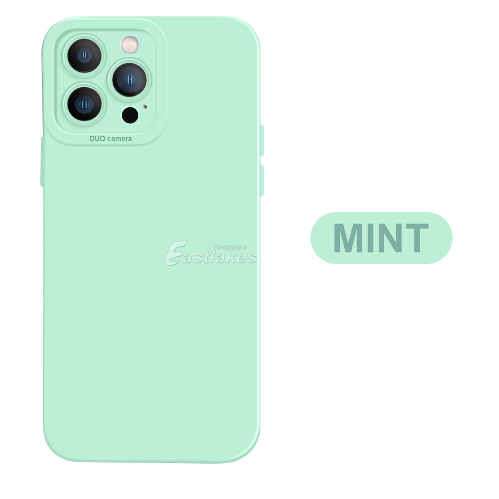 Shockproof Liquid Silicone Case with Camera Lens Protection for Apple iPhone 14 13 Pro Max Mint - Eastlakes Electronics