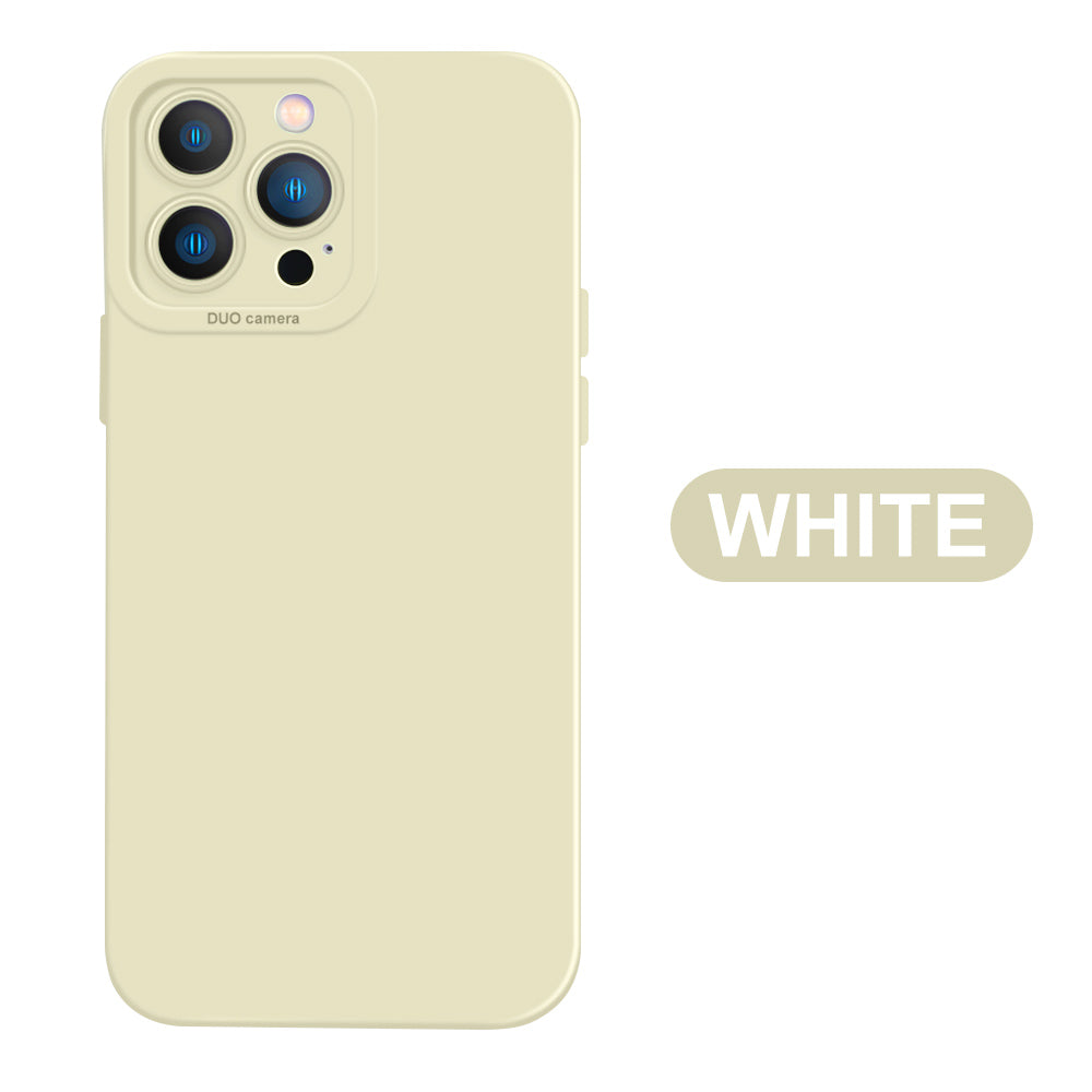 Shockproof Liquid Silicone Case with Camera Lens Protection for Apple iPhone 14 13 Pro Max White Beige- Eastlakes Electronics