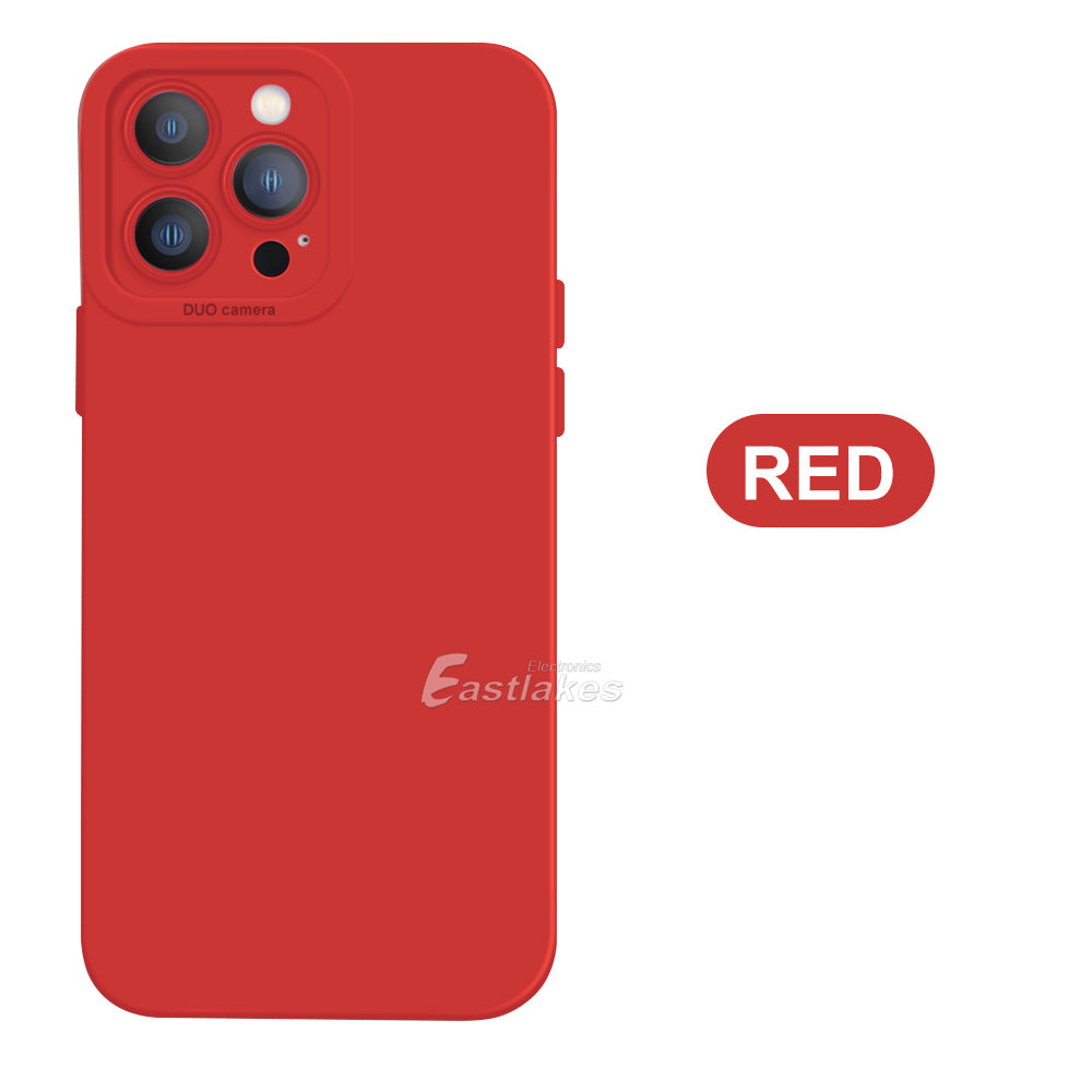 Shockproof Liquid Silicone Case with Camera Lens Protection for Apple iPhone 14 13 Pro Max Red - Eastlakes Electronics
