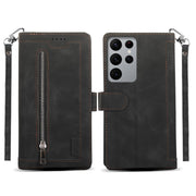 Zipper Leather Flip Wallet Case For Samsung Galaxy S22 Ultra A13 A23 A33 A04s