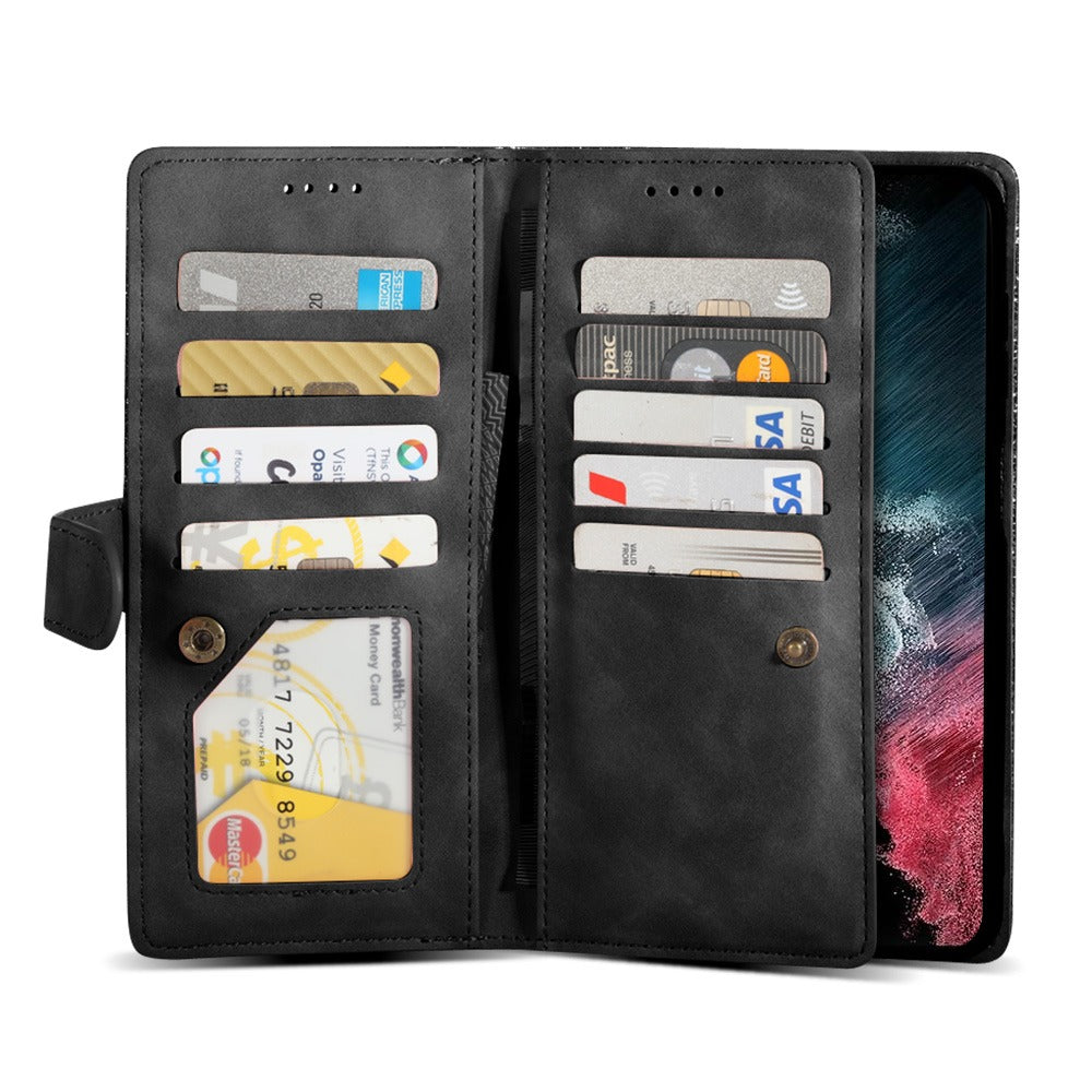 Zipper Leather Flip Wallet Case For Samsung Galaxy S22 Ultra A13 A23 A33 A04s