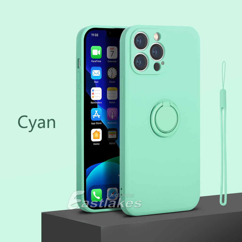 Silicone Case with Ring Holder for iPhone 13 12 11 - Eastlakes Electronics