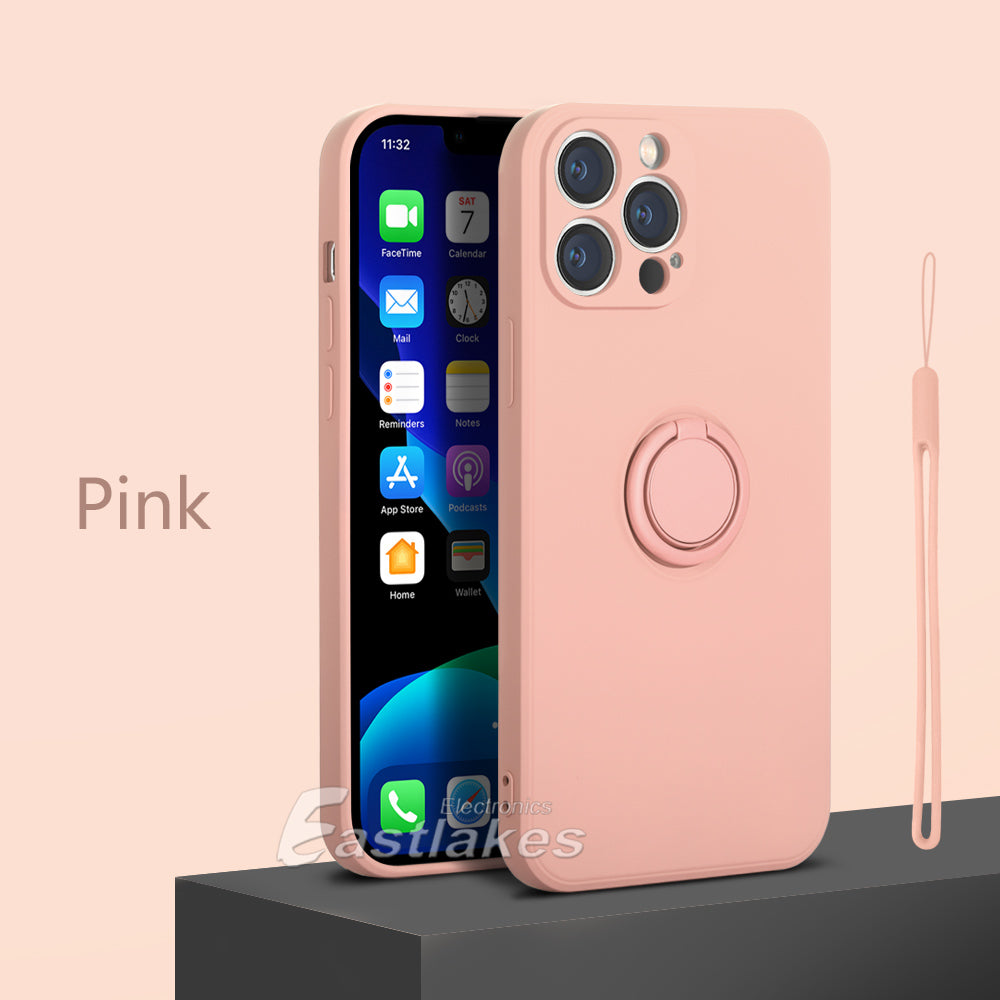 Silicone Case with Ring Holder for iPhone 13 12 11 - Eastlakes Electronics