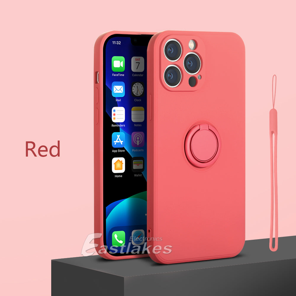 Silicone Case with Ring Holder for iPhone 13 12 11 - Eastlakes Electronics
