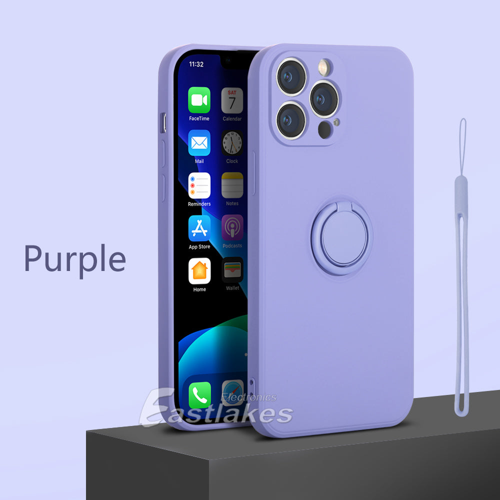 Silicone Case with Ring Holder for iPhone 13 12 11 - Eastlakes Electronics