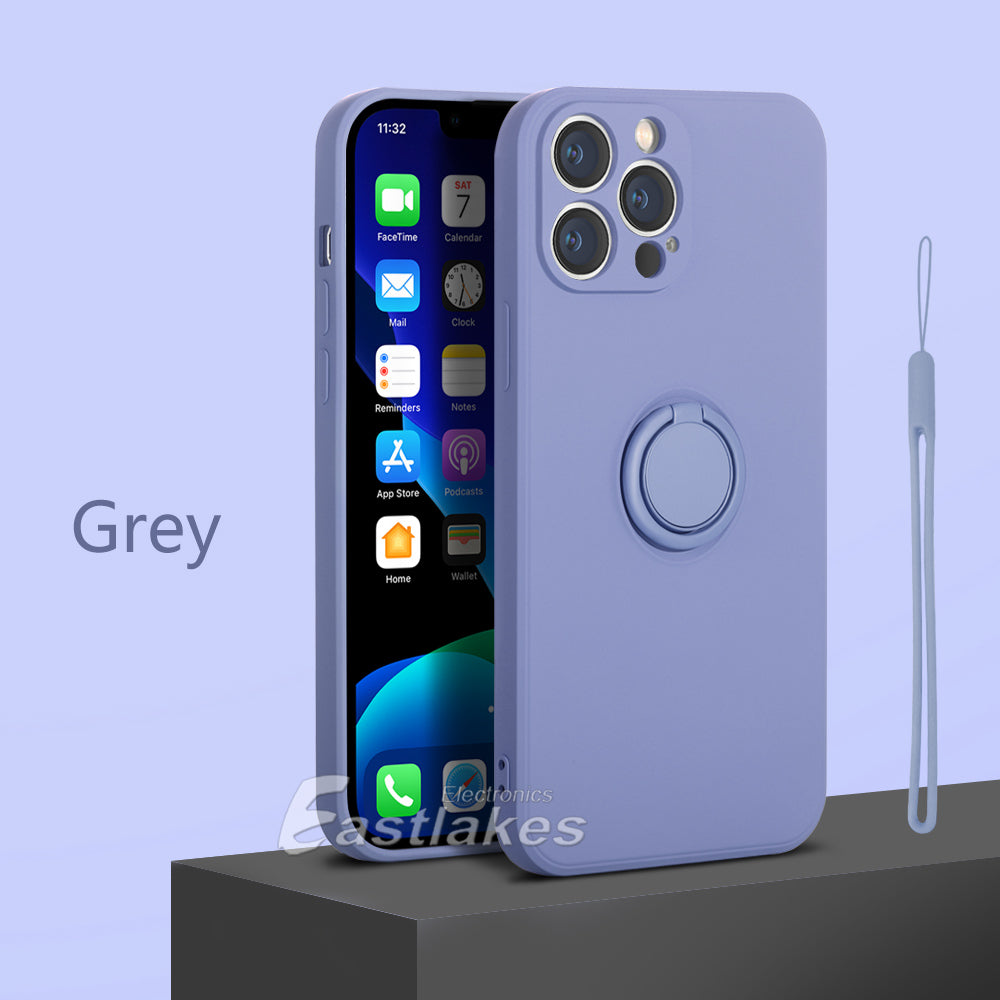 Silicone Case with Ring Holder for iPhone 13 12 11 - Eastlakes Electronics