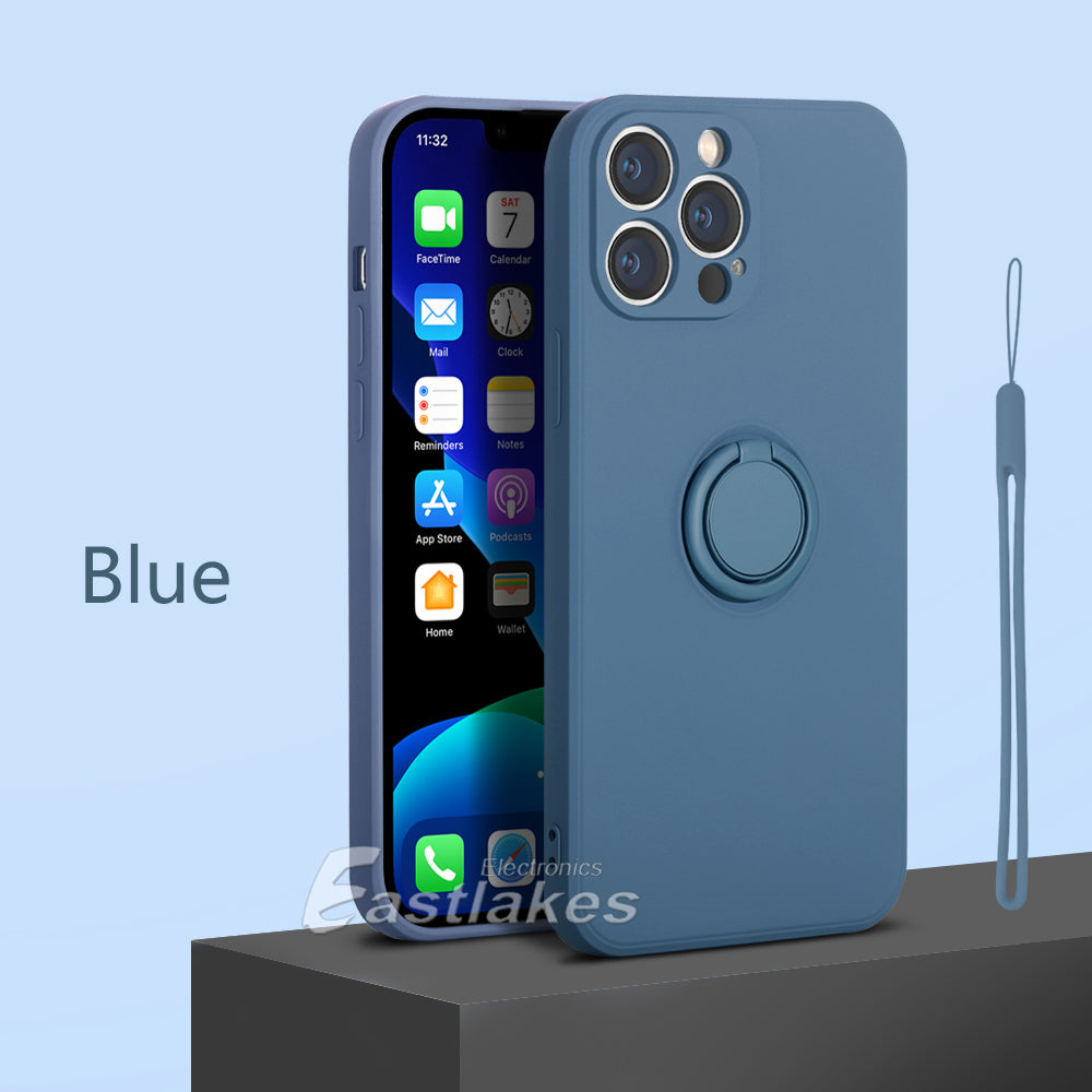 Silicone Case with Ring Holder for iPhone 13 12 11 - Eastlakes Electronics