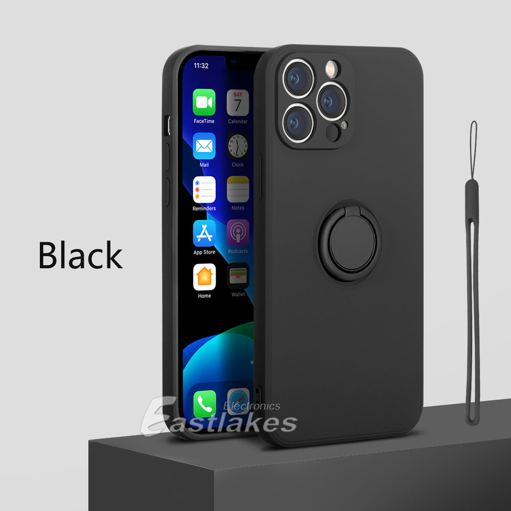 Silicone Case with Ring Holder for iPhone 13 12 11 - Eastlakes Electronics