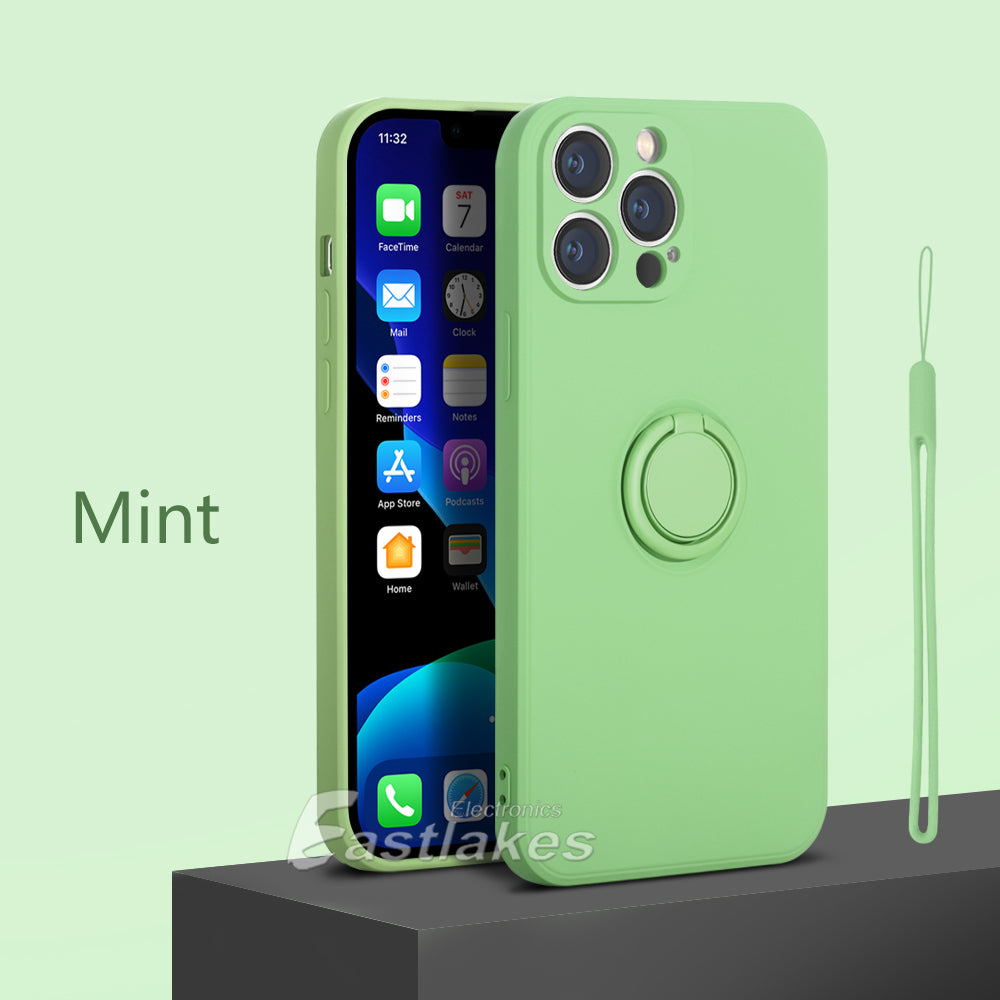 Silicone Case with Ring Holder for iPhone 13 12 11 - Eastlakes Electronics