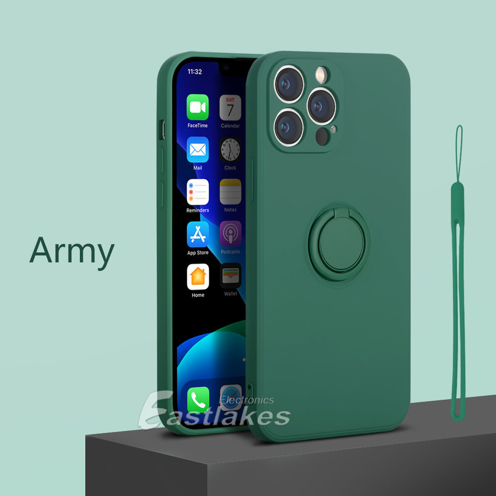 Silicone Case with Ring Holder for iPhone 13 12 11 - Eastlakes Electronics