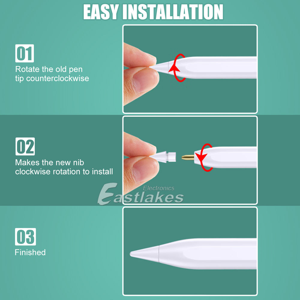  5 Pack Replacement Tips For Apple Pencil Nib 1st 2nd Gen - Eastlakes Electronics