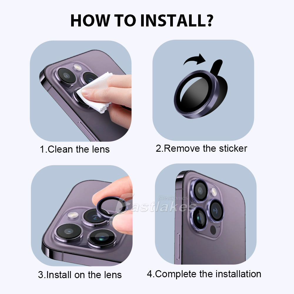 Apple iPhone 14 13 Series Metal Camera Lens Tempered Glass Protector - Eastlakes Electronics