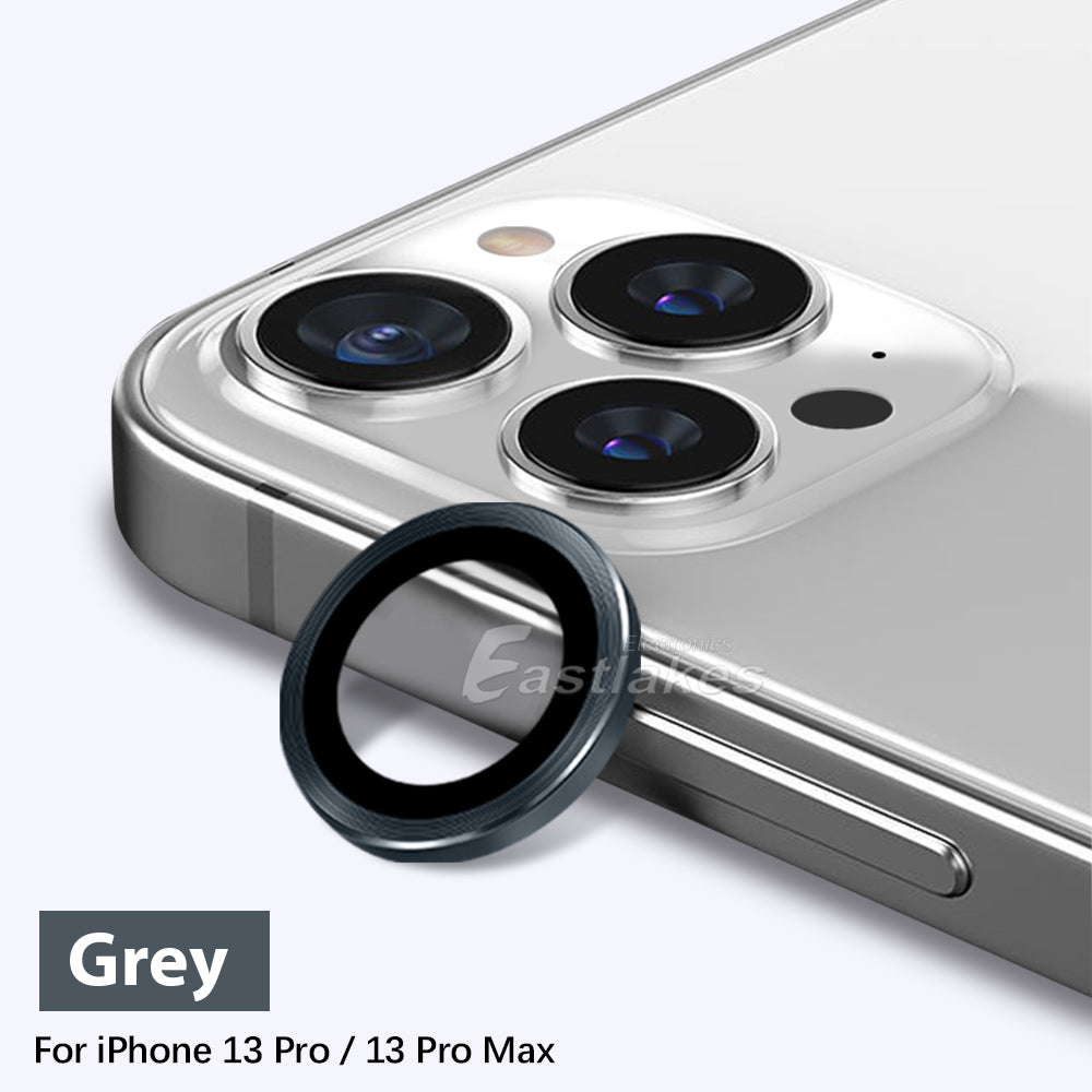 Apple iPhone 14 13 Series Metal Camera Lens Tempered Glass Protector Grey - Eastlakes Electronics