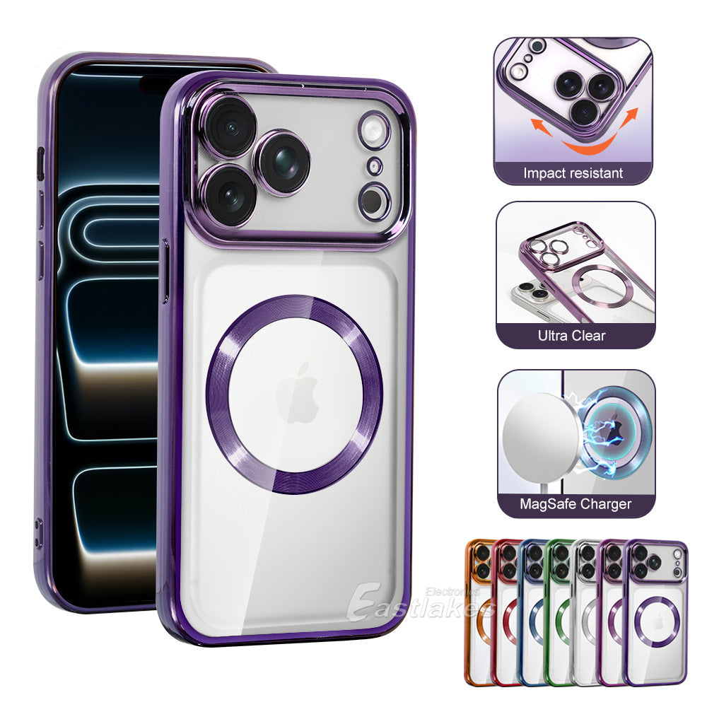 iPhone 17 Pro Max Air Silicone MagSafe Compatible Metallic Clear Case