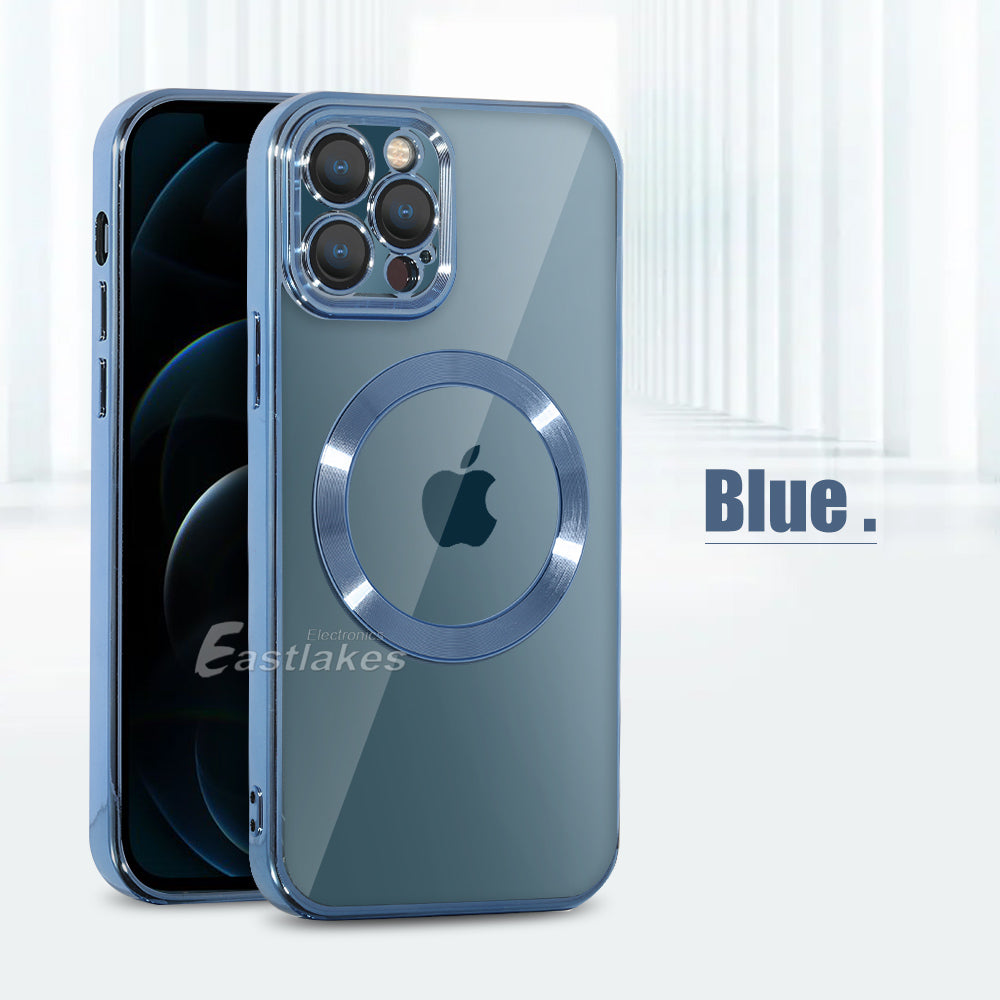Apple iPhone 15 MagSafe Metallic Clear iPhone Case Cover Blue - Eastlakes Electronics