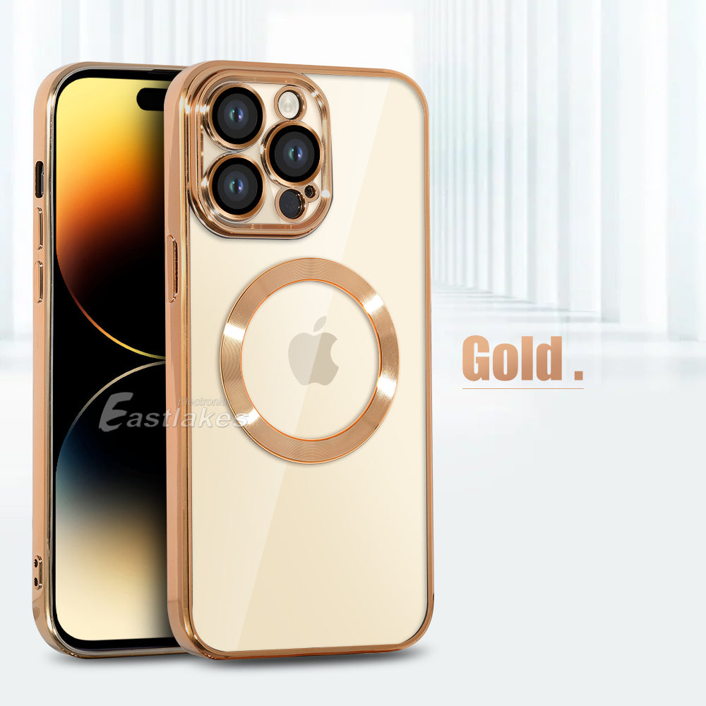 iPhone 15 MagSafe Metallic Clear iPhone Case Cover Gold - Eastlakes Electronics
