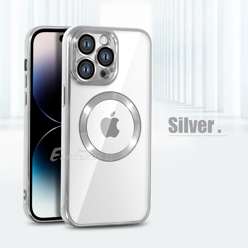 iPhone 15 MagSafe Metallic Clear iPhone Case Cover Silver - Eastlakes Electronics