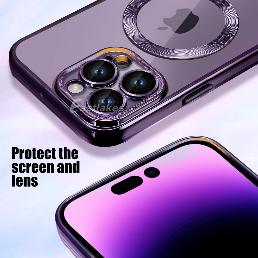 iPhone 15 Pro Max Plus Silicone MagSafe Compatible Metallic Clear Case - Eastlakes Electronics