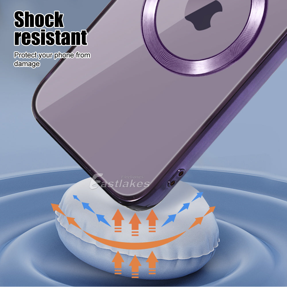 iPhone 15 Pro Max Plus Silicone MagSafe Compatible Metallic Clear Case - Eastlakes Electronics