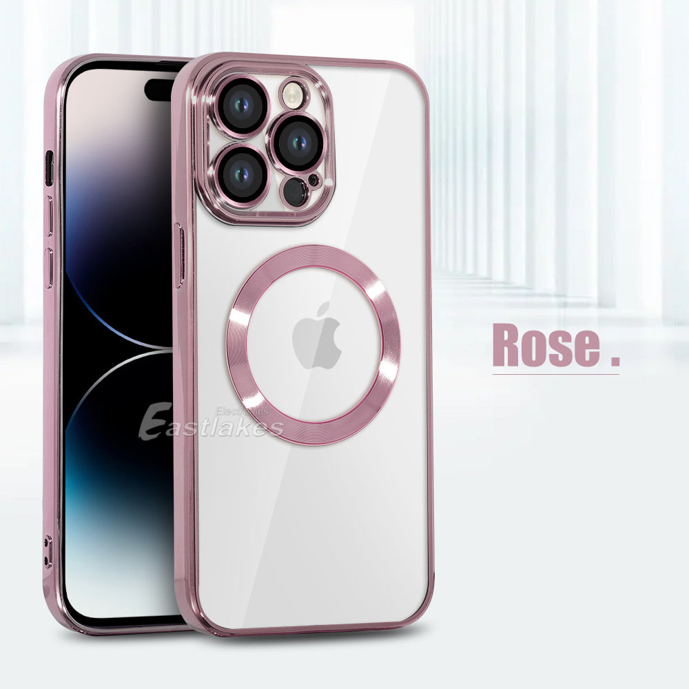 iPhone 15 MagSafe Metallic Clear iPhone Case Cover Rose Gold - Eastlakes Electronics