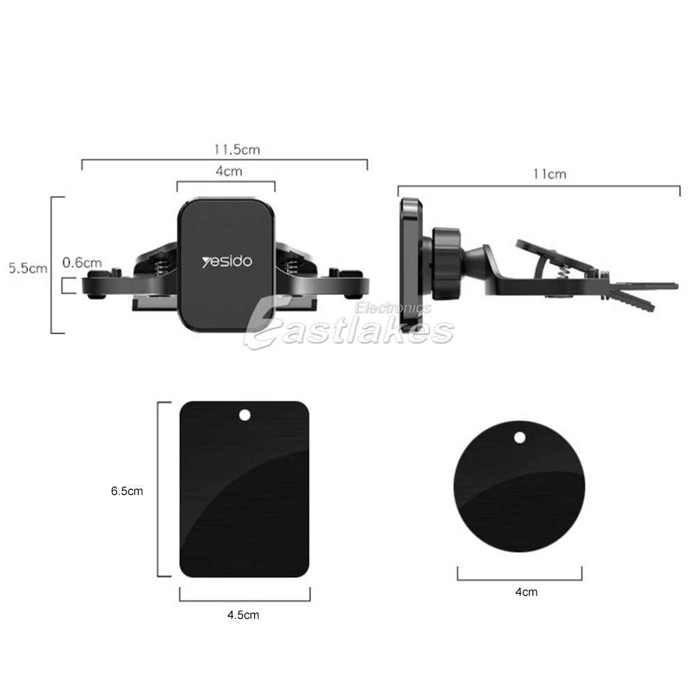 Yesido Magnetic CD Slot Car Phone Holder Mount Black - Eastlakes Electronics
