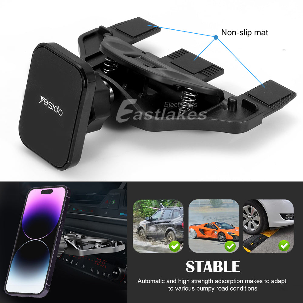 Yesido Magnetic CD Slot Car Phone Holder Mount Black - Eastlakes Electronics