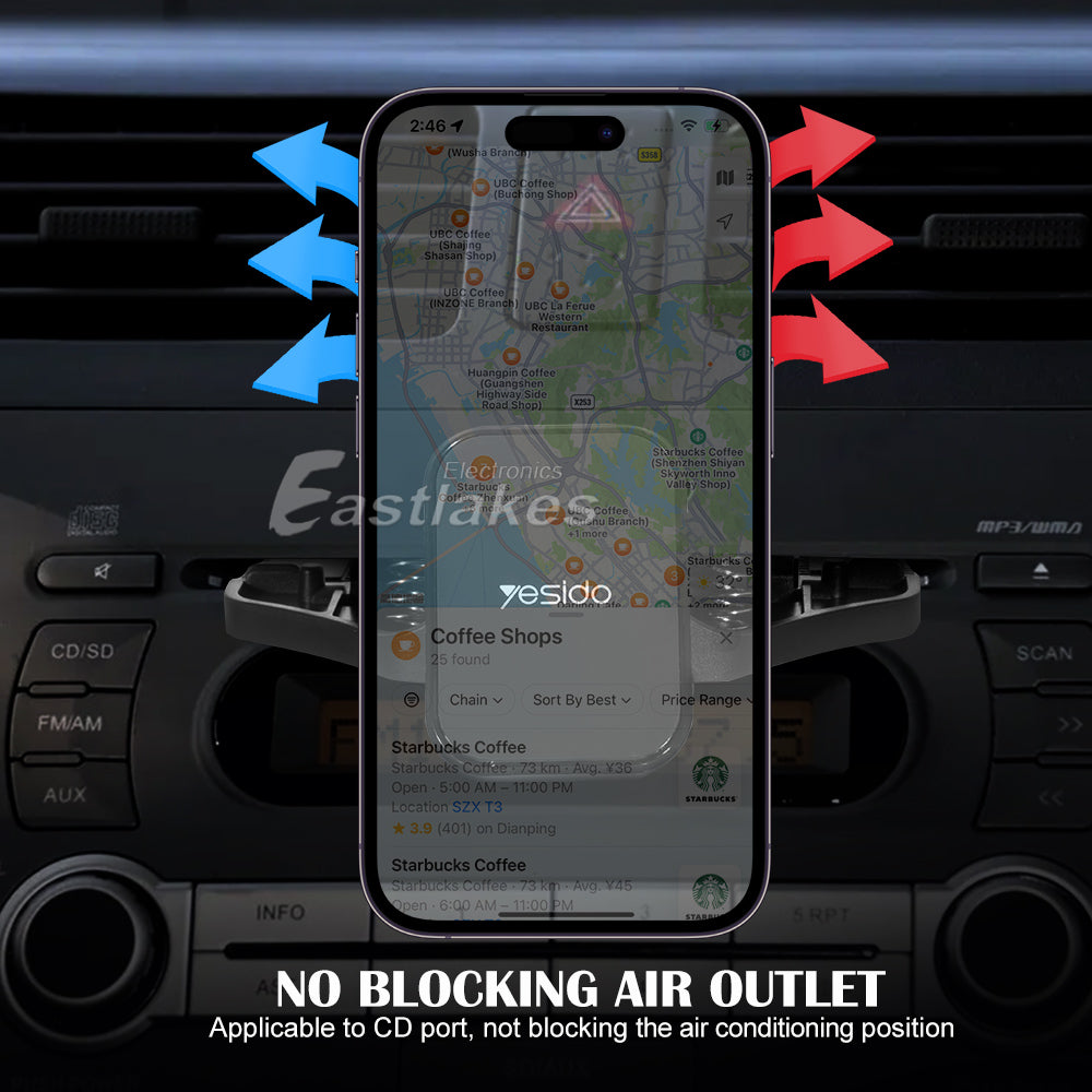 Yesido Magnetic CD Slot Car Phone Holder Mount Black - Eastlakes Electronics