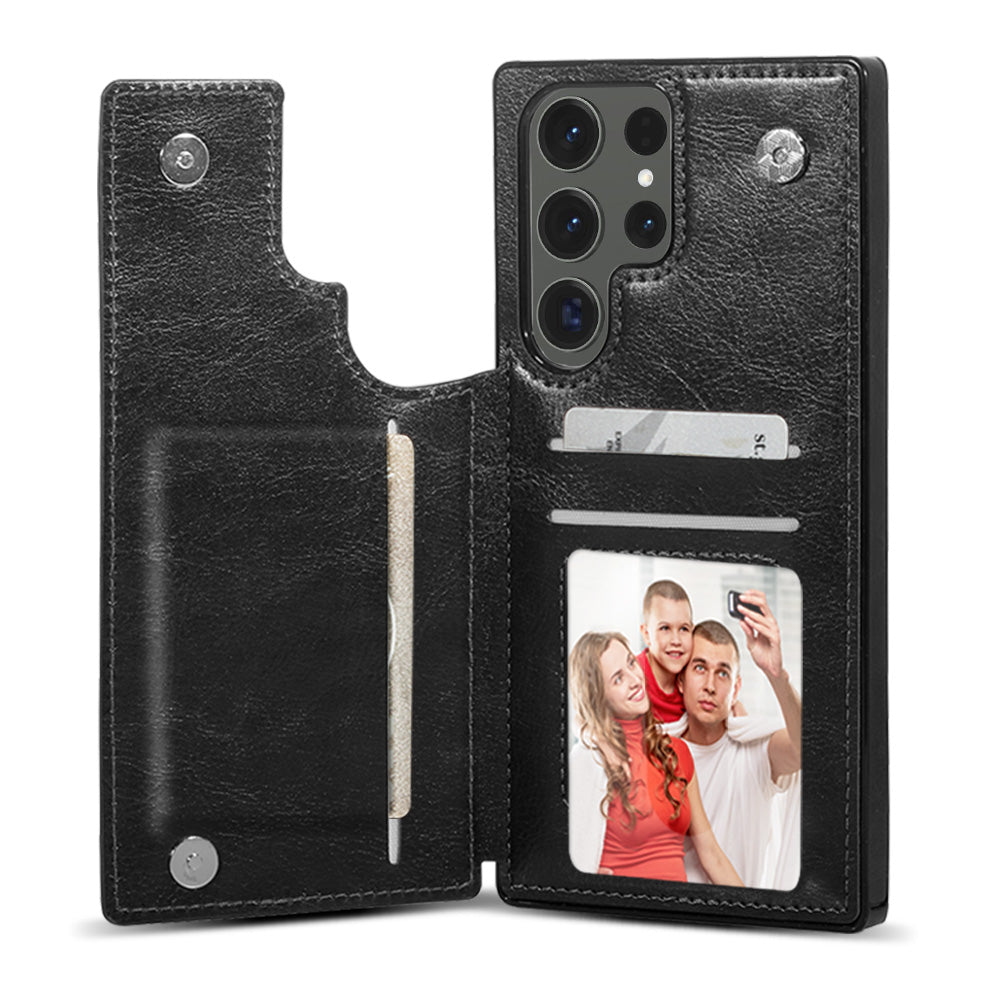Magnetic Leather Flip Wallet Case for Samsung S23 S22 S21 S20 Note 20 Note 10 Series