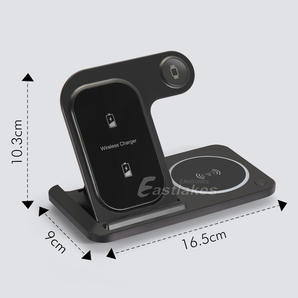 Wireless Charger 15W Qi Fast Charging Dock for Apple Watch iPhone AirPods