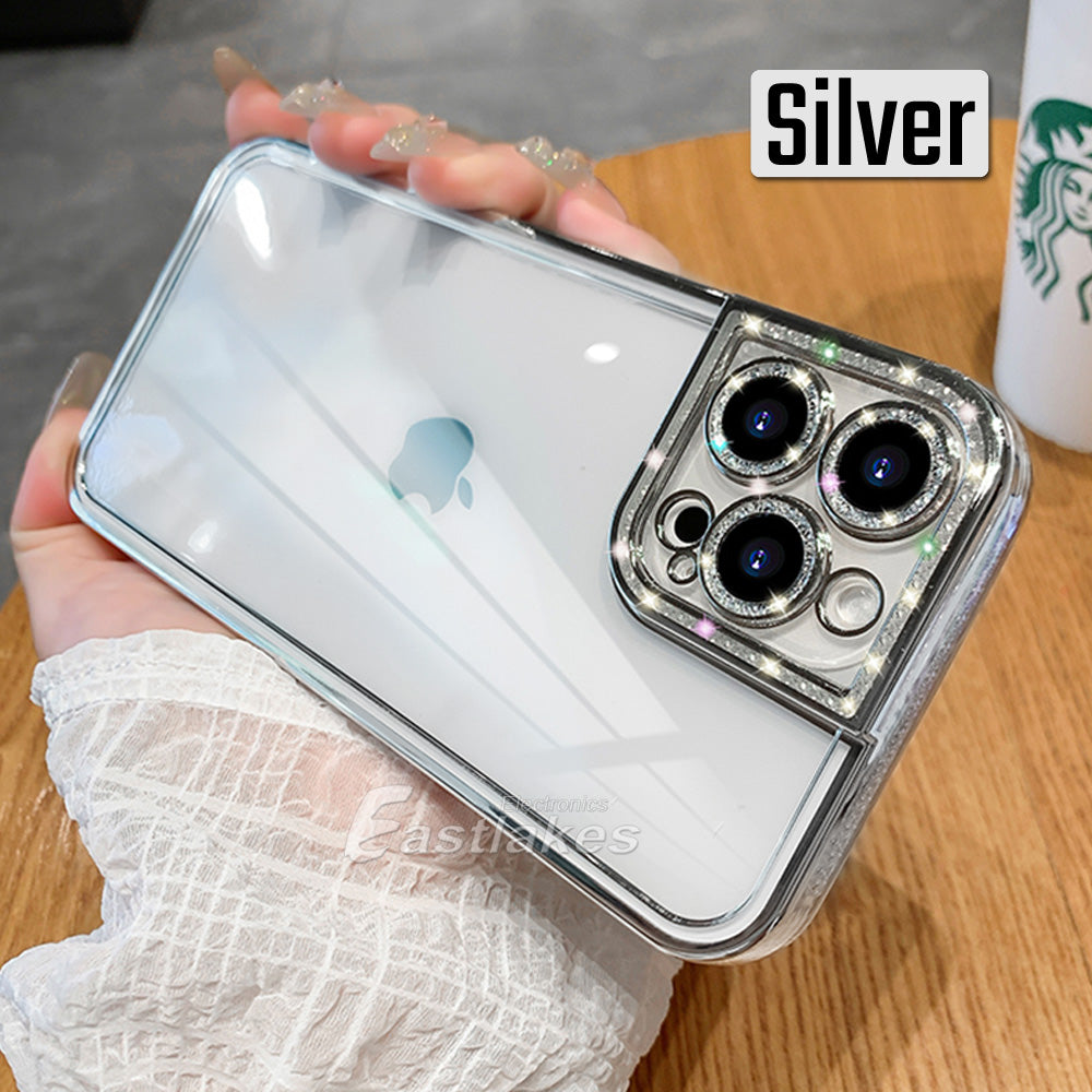 Glitter Crystalised Clear Silicone Case for Apple iPhone 14 13 12 11 Pro Max - Eastlakes Electronics
