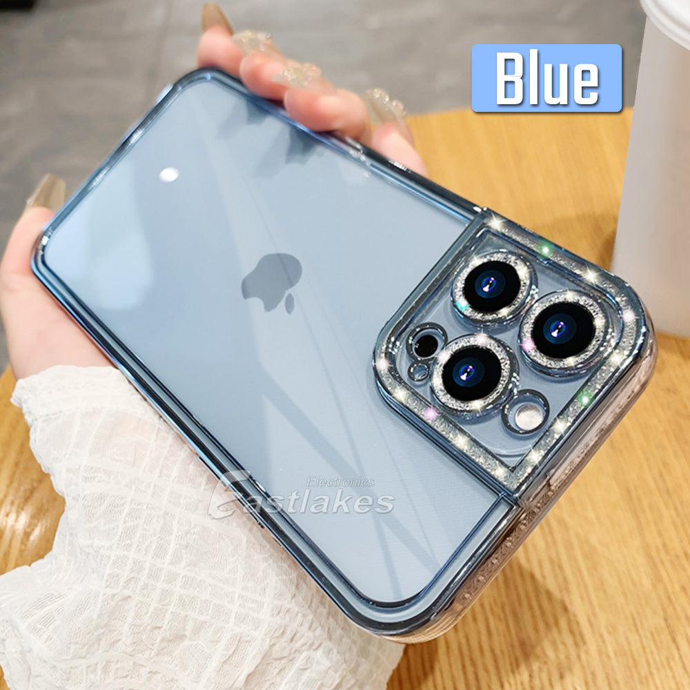 Glitter Crystalised Clear Silicone Case for Apple iPhone 14 13 12 11 Pro Max - Eastlakes Electronics