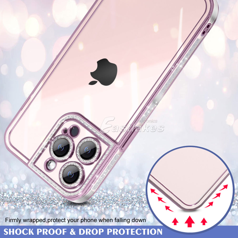 Glitter Crystalised Clear Silicone Case for Apple iPhone 14 13 12 11 Pro Max - Eastlakes Electronics
