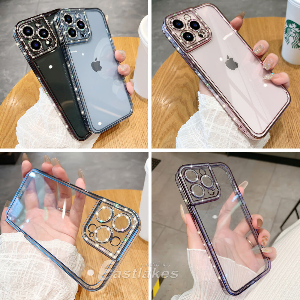 Glitter Crystalised Clear Silicone Case for Apple iPhone 14 13 12 11 Pro Max - Eastlakes Electronics