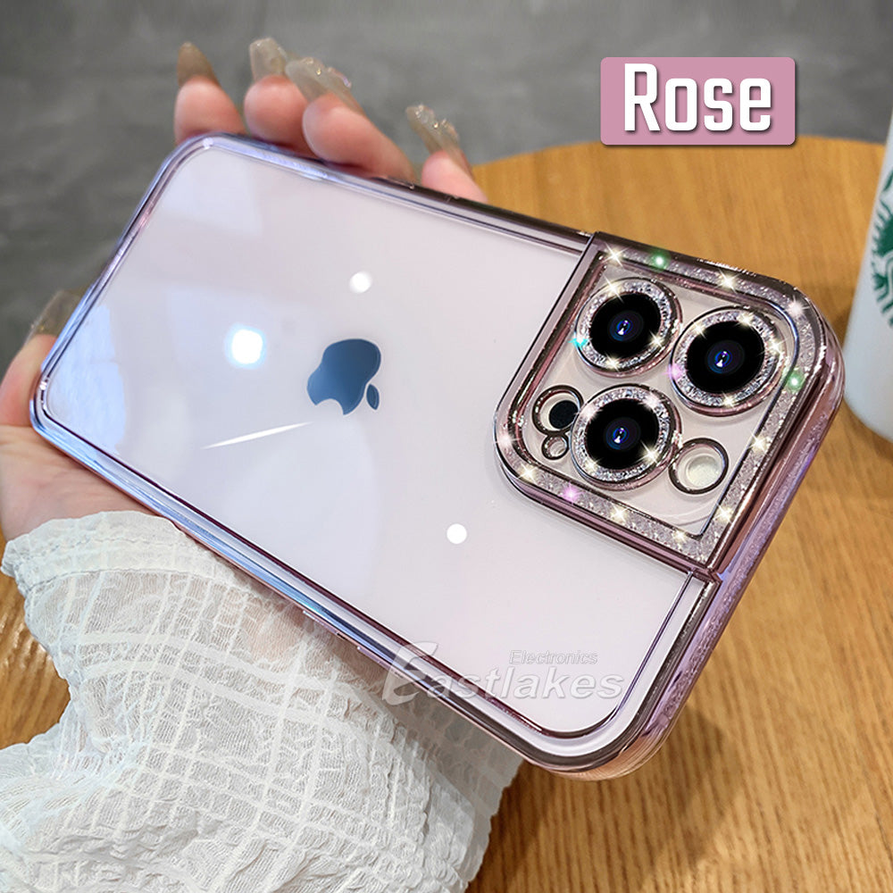 Glitter Crystalised Clear Silicone Case for Apple iPhone 14 13 12 11 Pro Max - Eastlakes Electronics