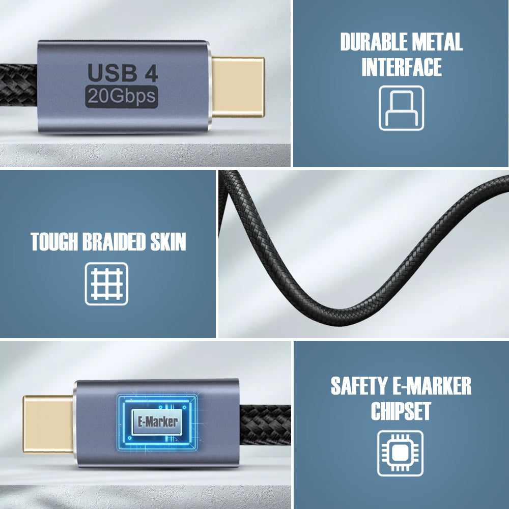 USB4 100W Monitor Fast Charge Cable USB-C To Type-C Male - Eastlakes Electronics