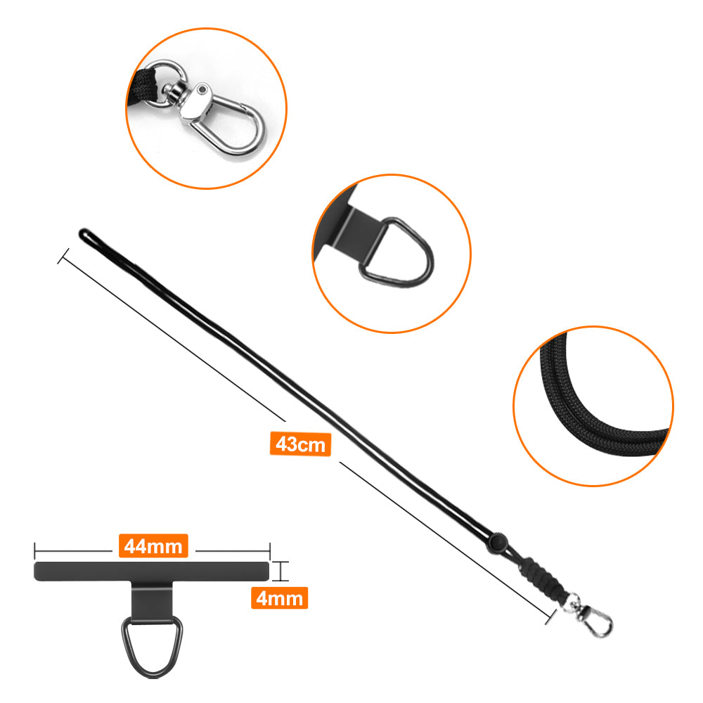 Metal Patch Mobile Phone Lanyard With Free Adjustable Hanging Neck Wrist Strap - Eastlakes Electronics
