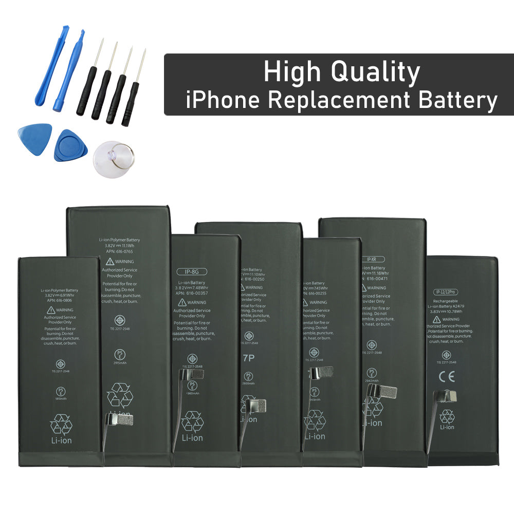Apple iPhone Repair/ Replacement Battery with Tools Kit for 12 11 Pro X/XS Max XR 8 7 Plus 6s 6 5 - Eastlakes Electronics