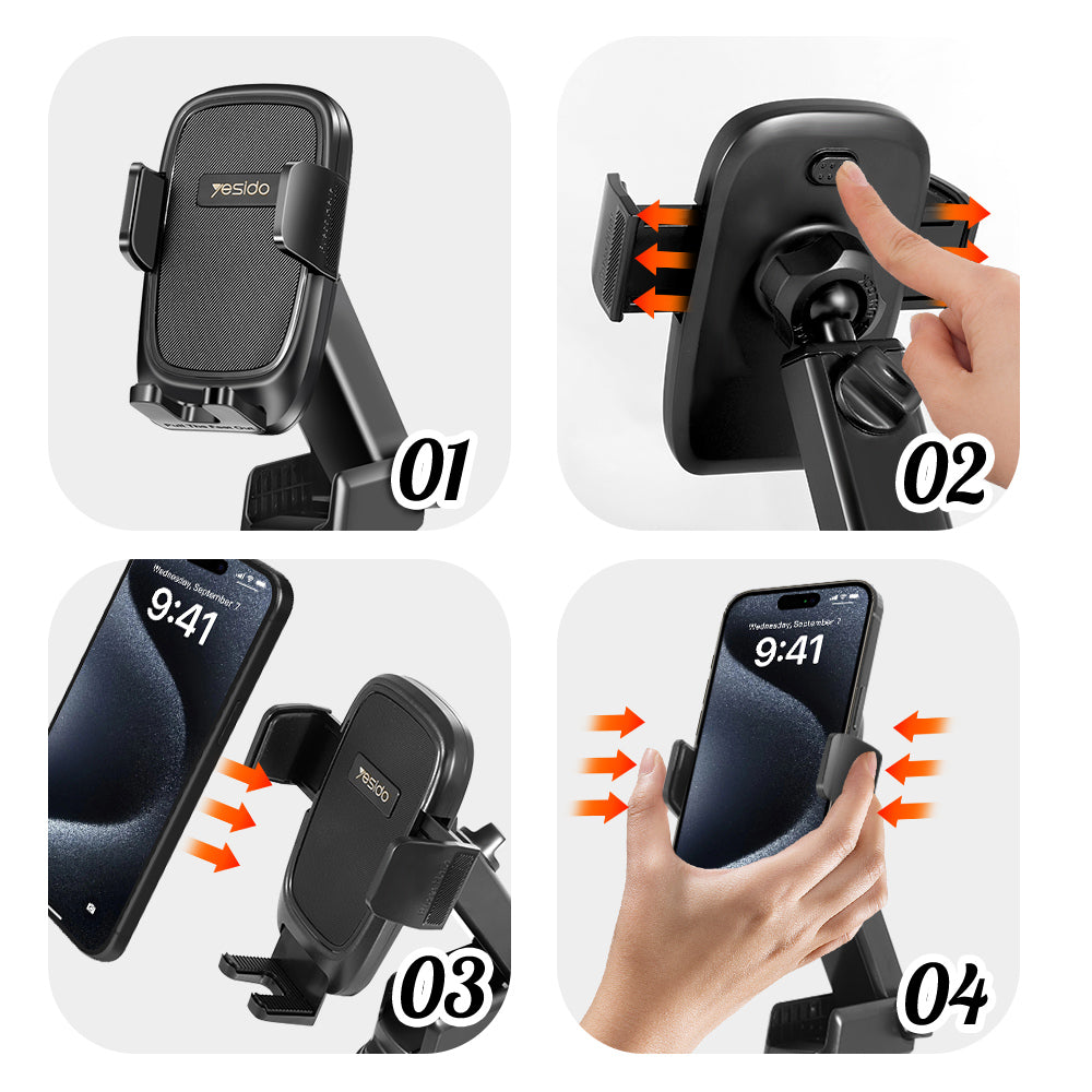 Yesido 360° Universal Windshield Mount Stand Air Vent Car Phone Holder For Apple iPhone Samsung Huawei Smart Phones GPS - Eastlakes Electronics