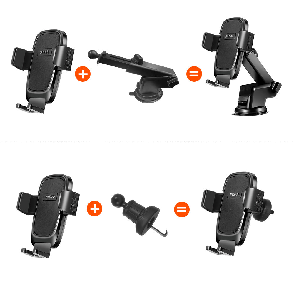Yesido 360° Universal Windshield Mount Stand Air Vent Car Phone Holder For Apple iPhone Samsung Huawei Smart Phones GPS - Eastlakes Electronics